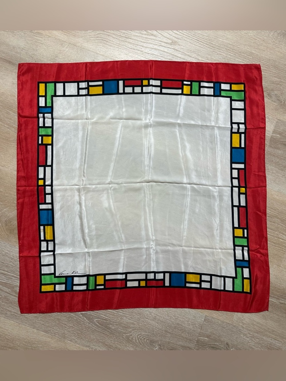 Large Vintage Anne Klein Silk Scarf ~neoplasticism movement, Piet Mondrian
